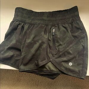 Lululemon Dark Camo Shorts with Zip Pocket